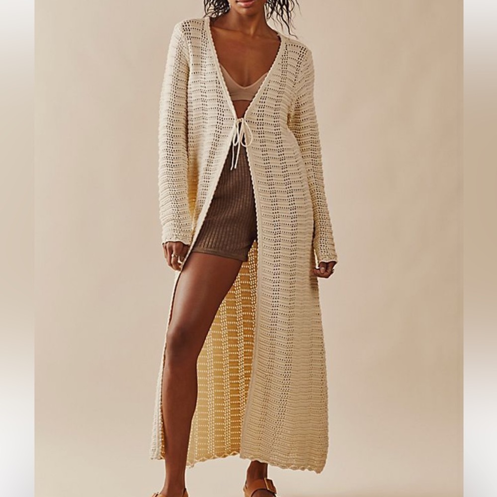 NWT Free People Crochet Long Cardigan